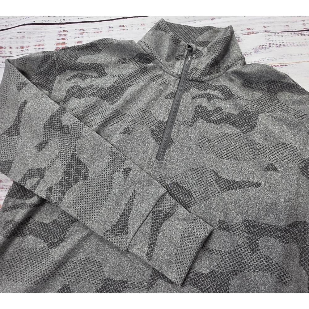 NEW Mondetta Quarter Zip Pullover Womens Size S Grey NWT Camo Fleece Thumb Holes